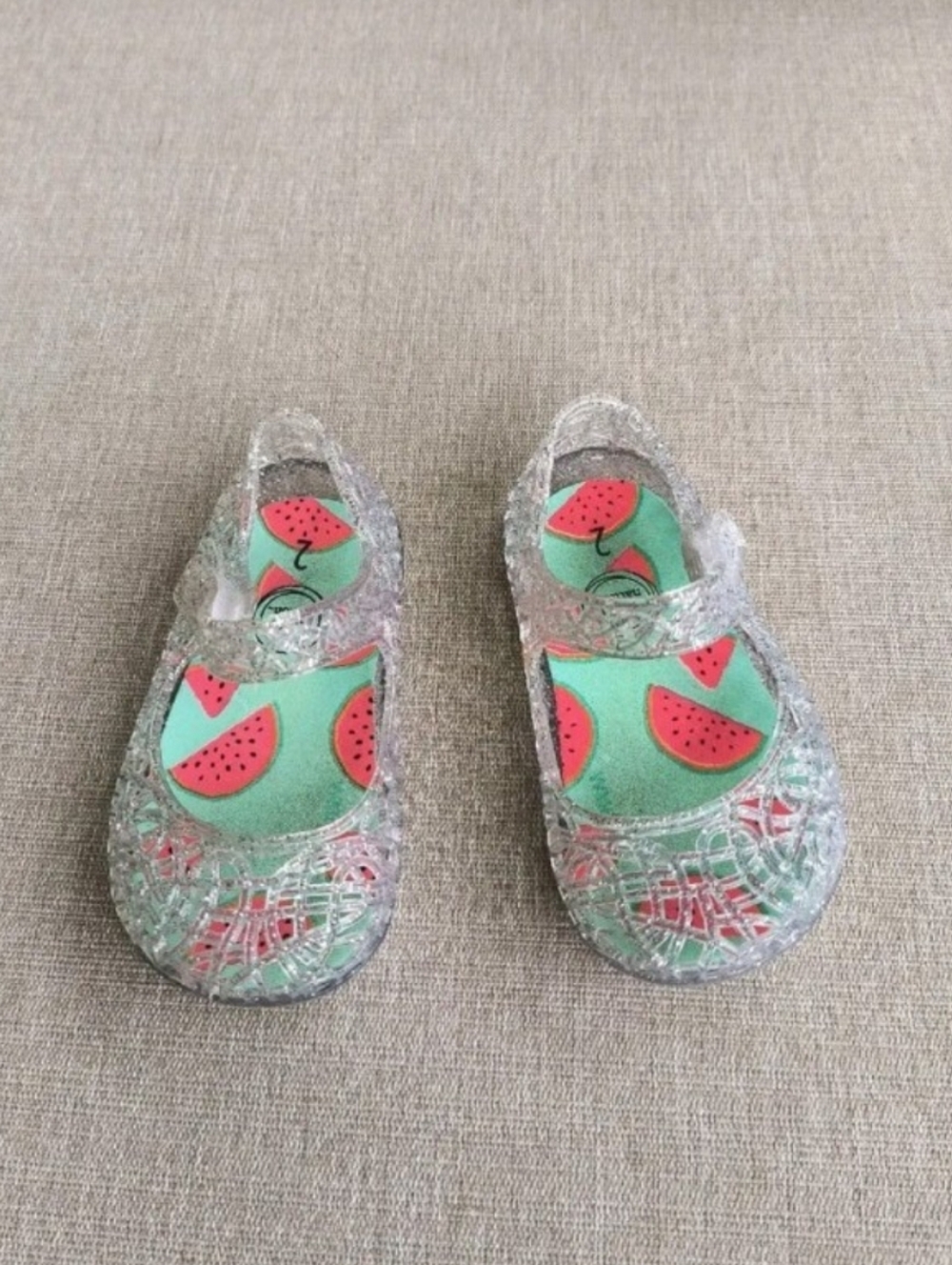 Wonder Nation Girls Mary Jane Jelly Sandal Shoes Size 2 Clear Sparkle